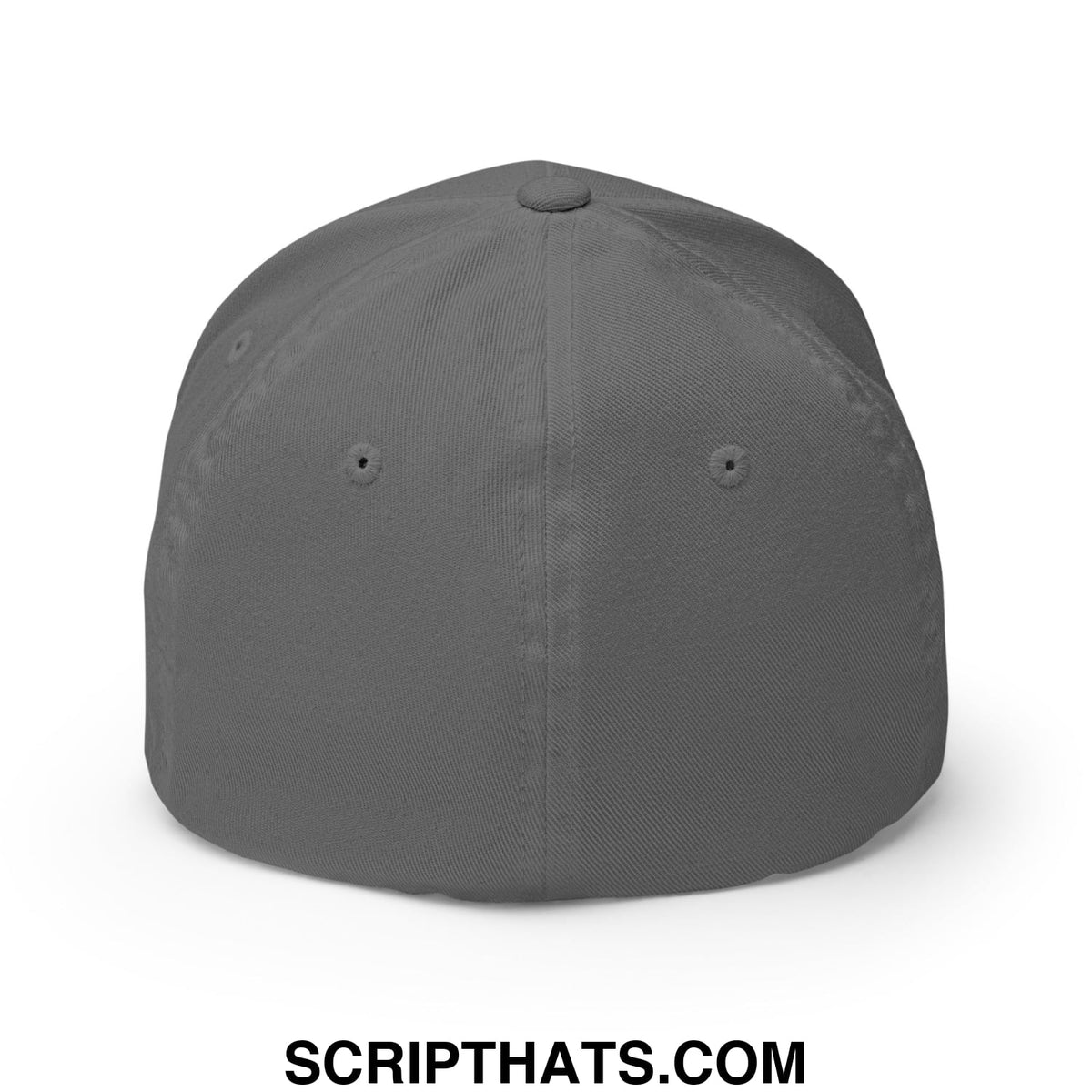 Gray fabric baseball cap with structured crown and adjustable strap featuring curves right embroidery for golf use