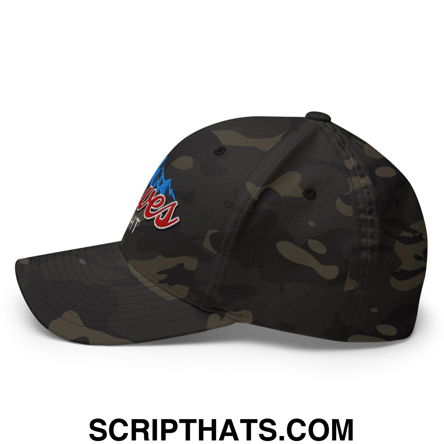 Curves Right Embroidered Stretch Fit Golf Hat Multicam Black