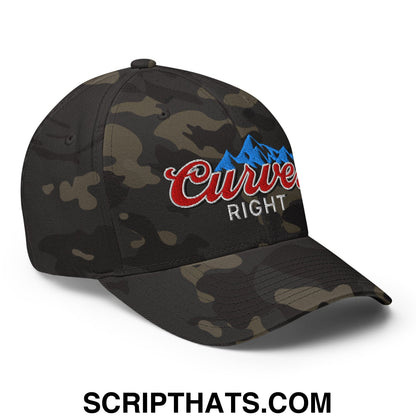Curves Right Embroidered Stretch Fit Golf Hat Multicam Black