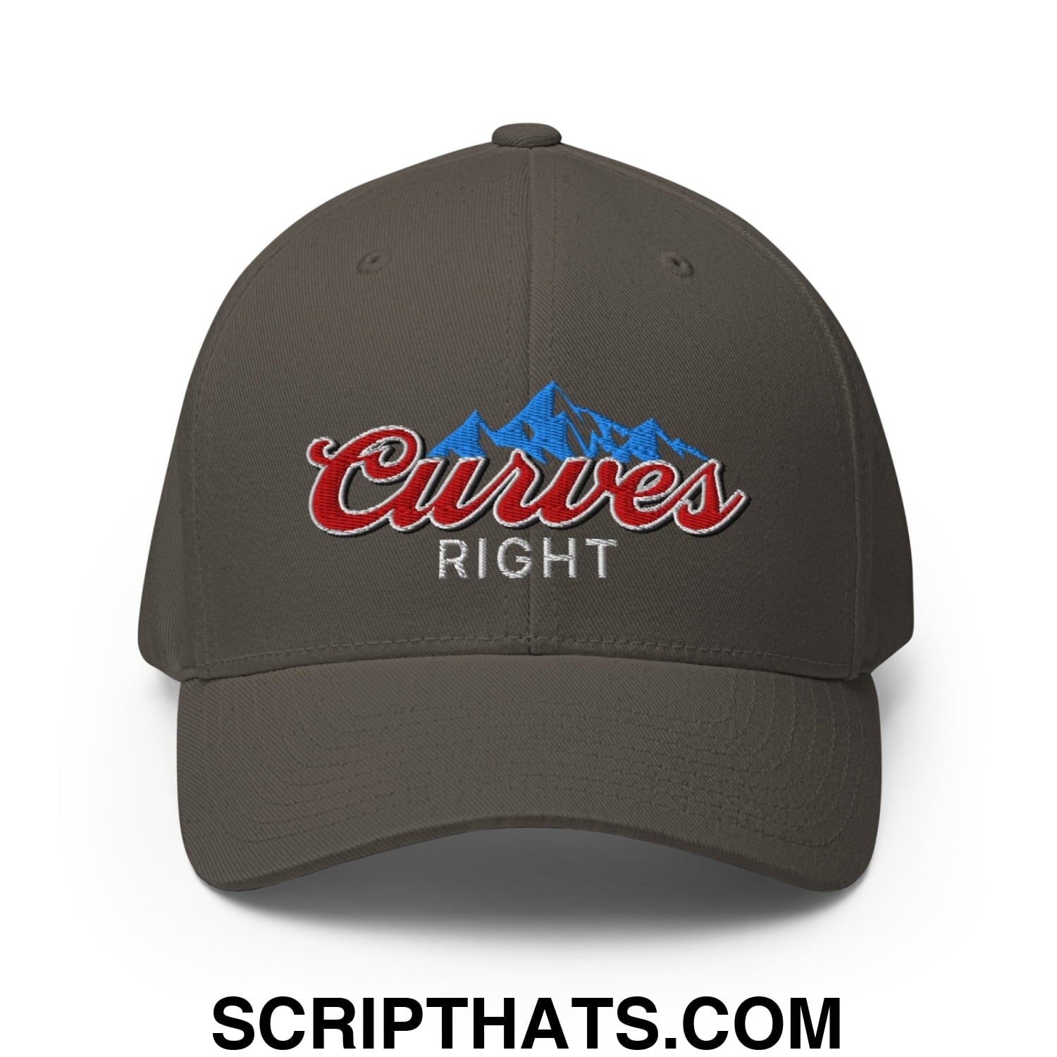 Curves Right Embroidered Stretch Fit Golf Hat Dark Grey
