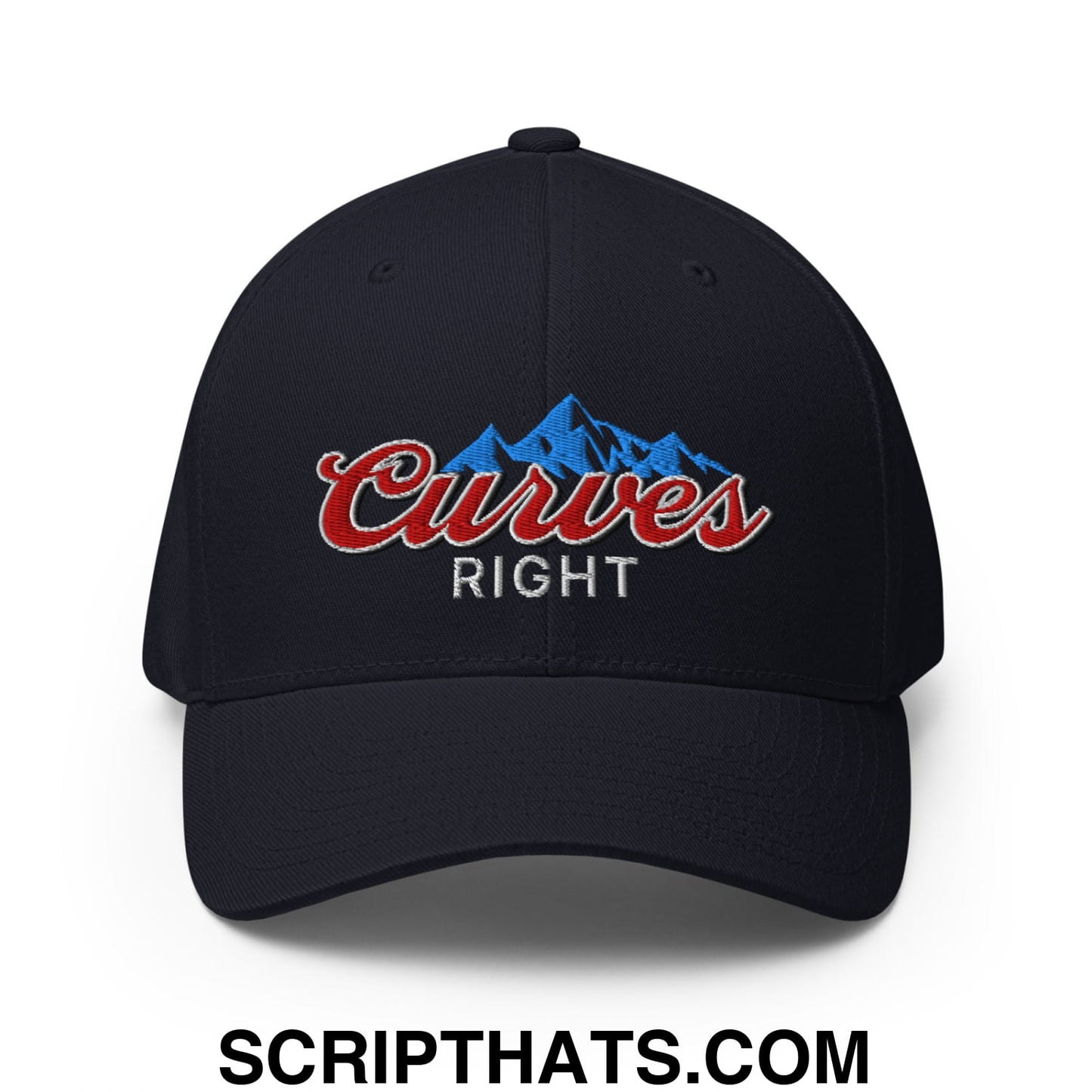 Curves Right Embroidered Stretch Fit Golf Hat Dark Navy