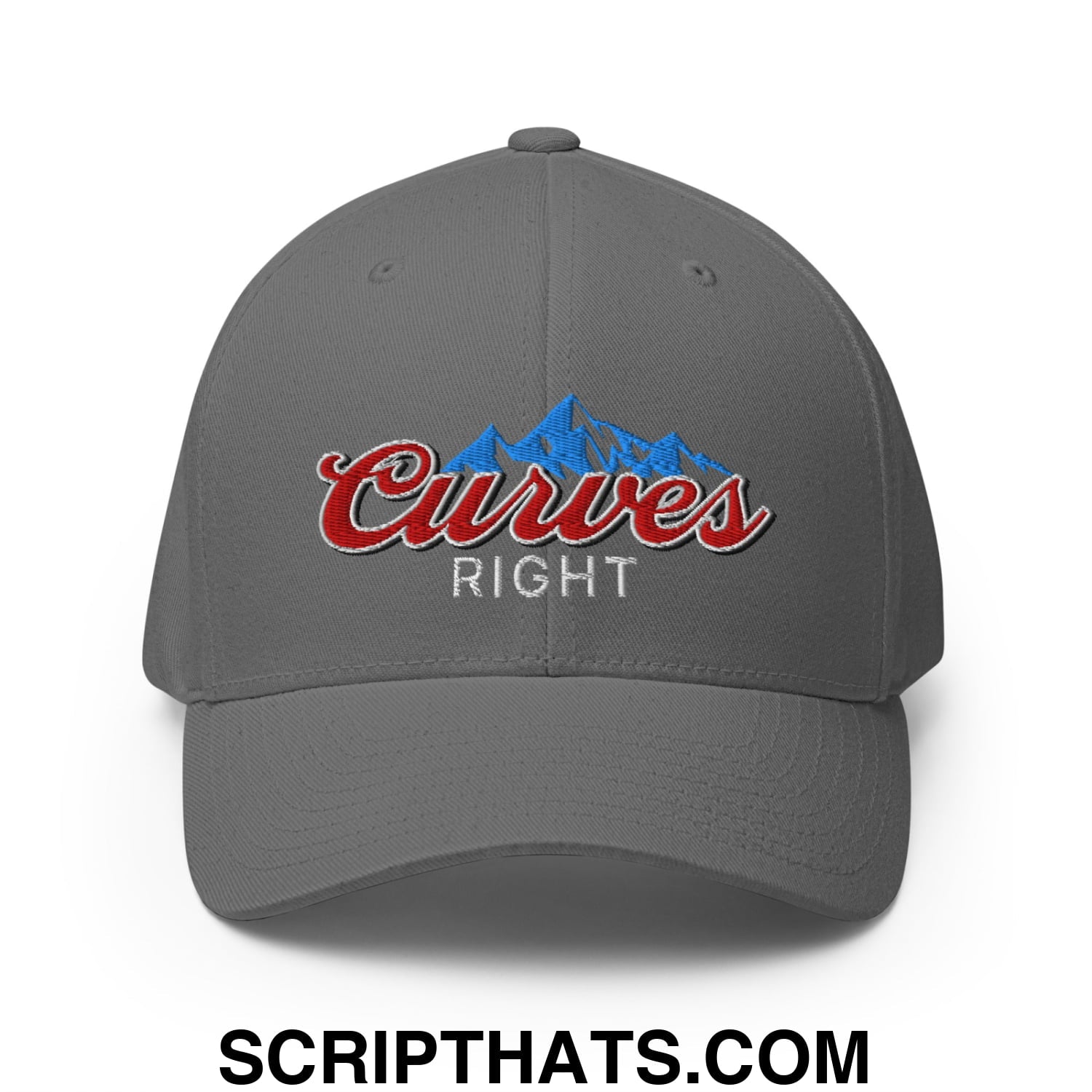 Curves Right Embroidered Stretch Fit Golf Hat Grey