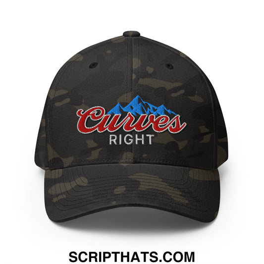 Curves Right Embroidered Stretch Fit Golf Hat Multicam Black