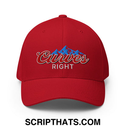 Curves Right Embroidered Stretch Fit Golf Hat Red