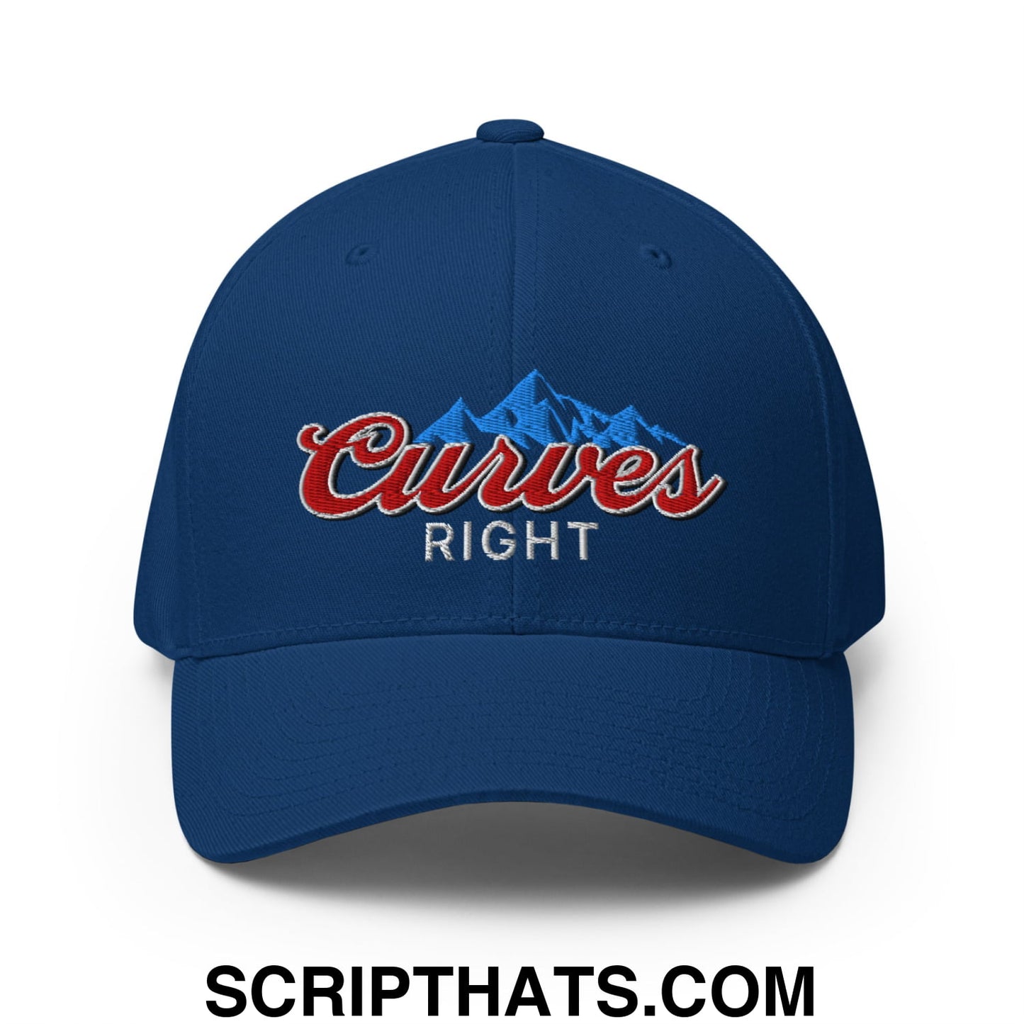 Curves Right Embroidered Stretch Fit Golf Hat Royal Blue