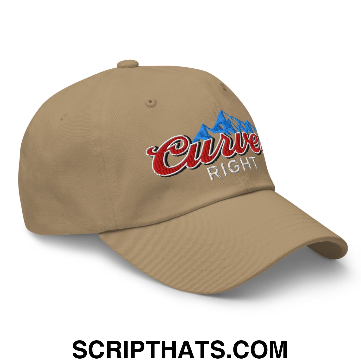 Curves Right Embroidered Unstructured Golf Dad Hat Khaki