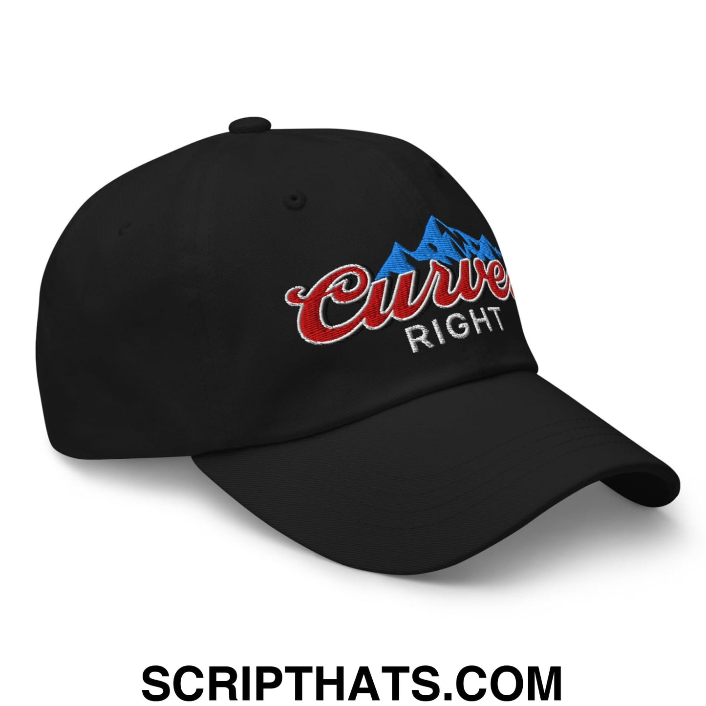 Curves Right Embroidered Unstructured Golf Dad Hat Black