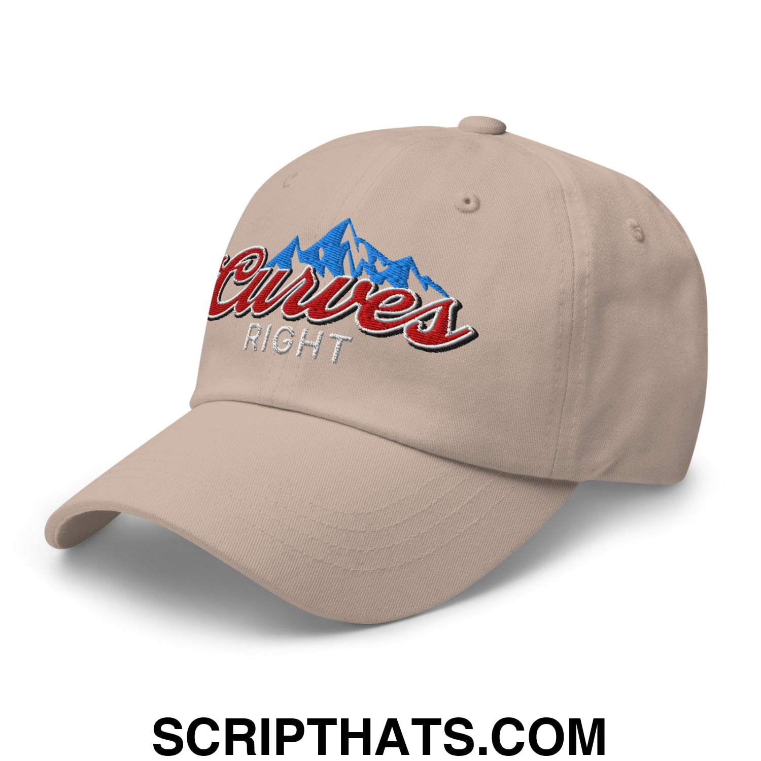 Curves Right Embroidered Unstructured Golf Dad Hat Stone