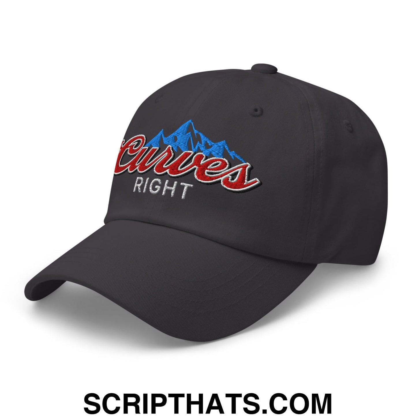 Curves Right Embroidered Unstructured Golf Dad Hat Dark Grey