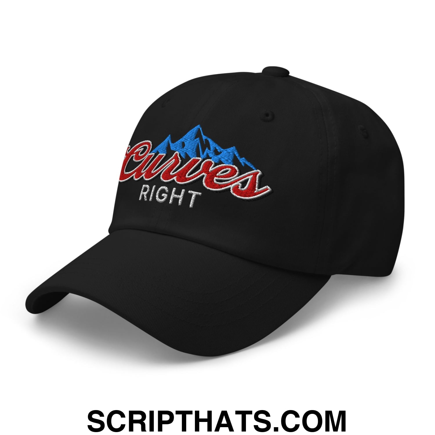 Curves Right Embroidered Unstructured Golf Dad Hat Black