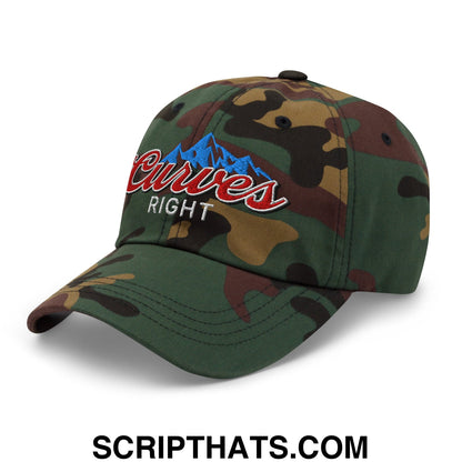 Curves Right Embroidered Unstructured Golf Dad Hat Green Camo