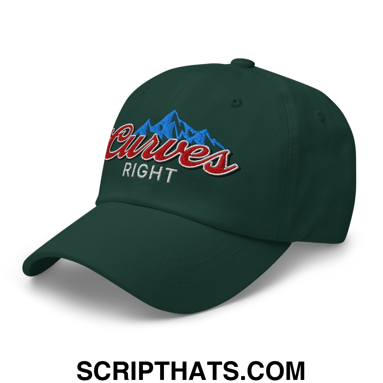 Curves Right Embroidered Unstructured Golf Dad Hat Spruce