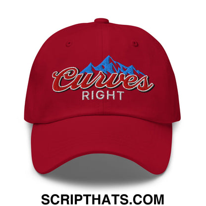 Curves Right Embroidered Unstructured Golf Dad Hat Cranberry