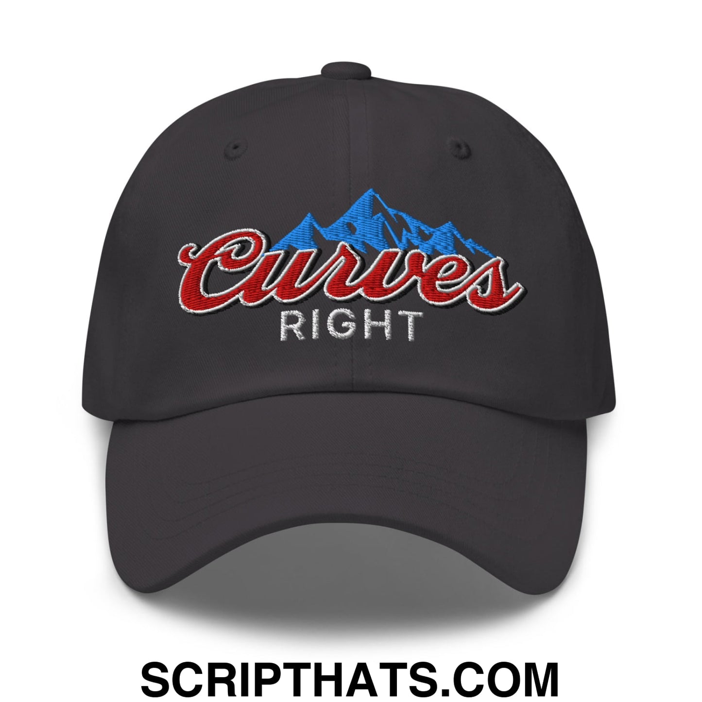 Curves Right Embroidered Unstructured Golf Dad Hat Dark Grey