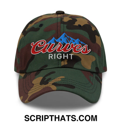 Curves Right Embroidered Unstructured Golf Dad Hat Green Camo