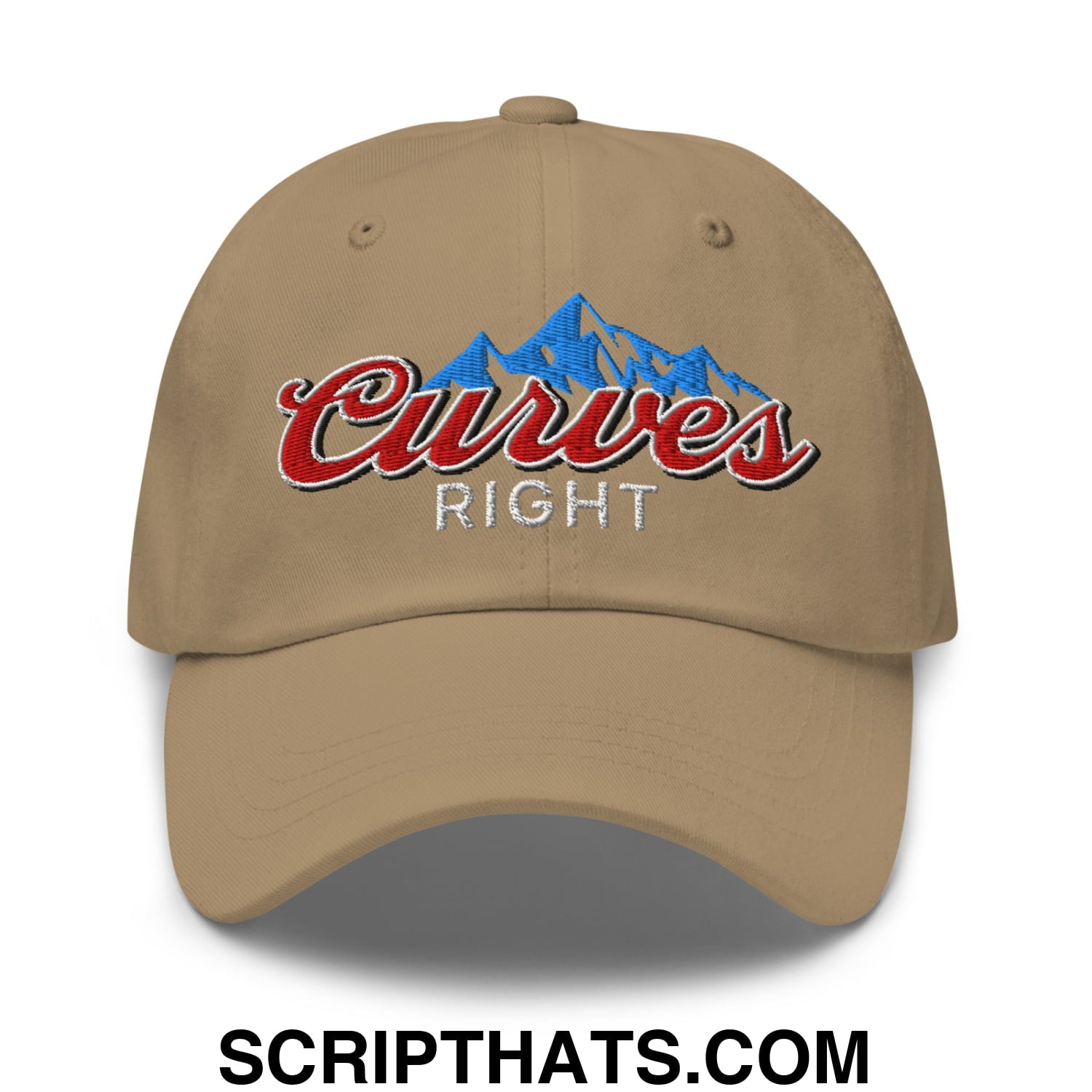 Curves Right Embroidered Unstructured Golf Dad Hat Khaki
