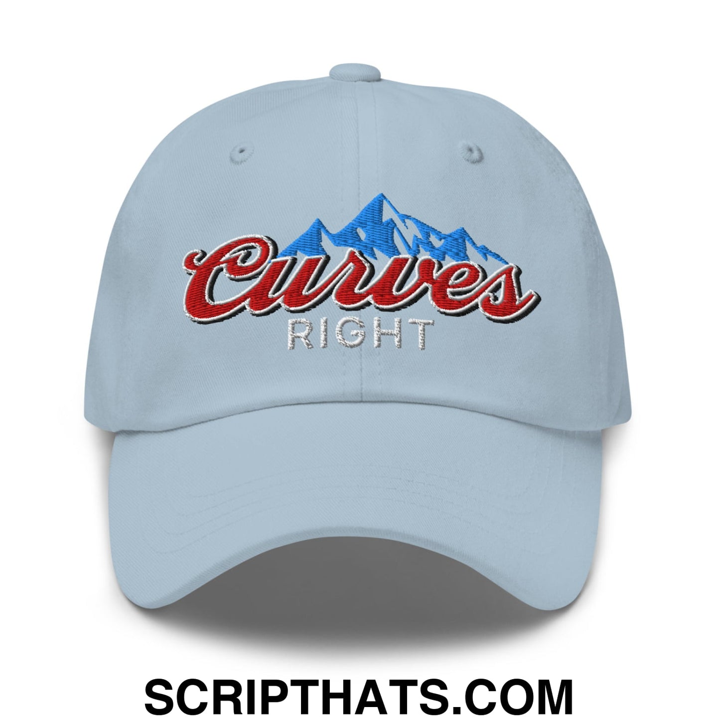 Curves Right Embroidered Unstructured Golf Dad Hat Light Blue