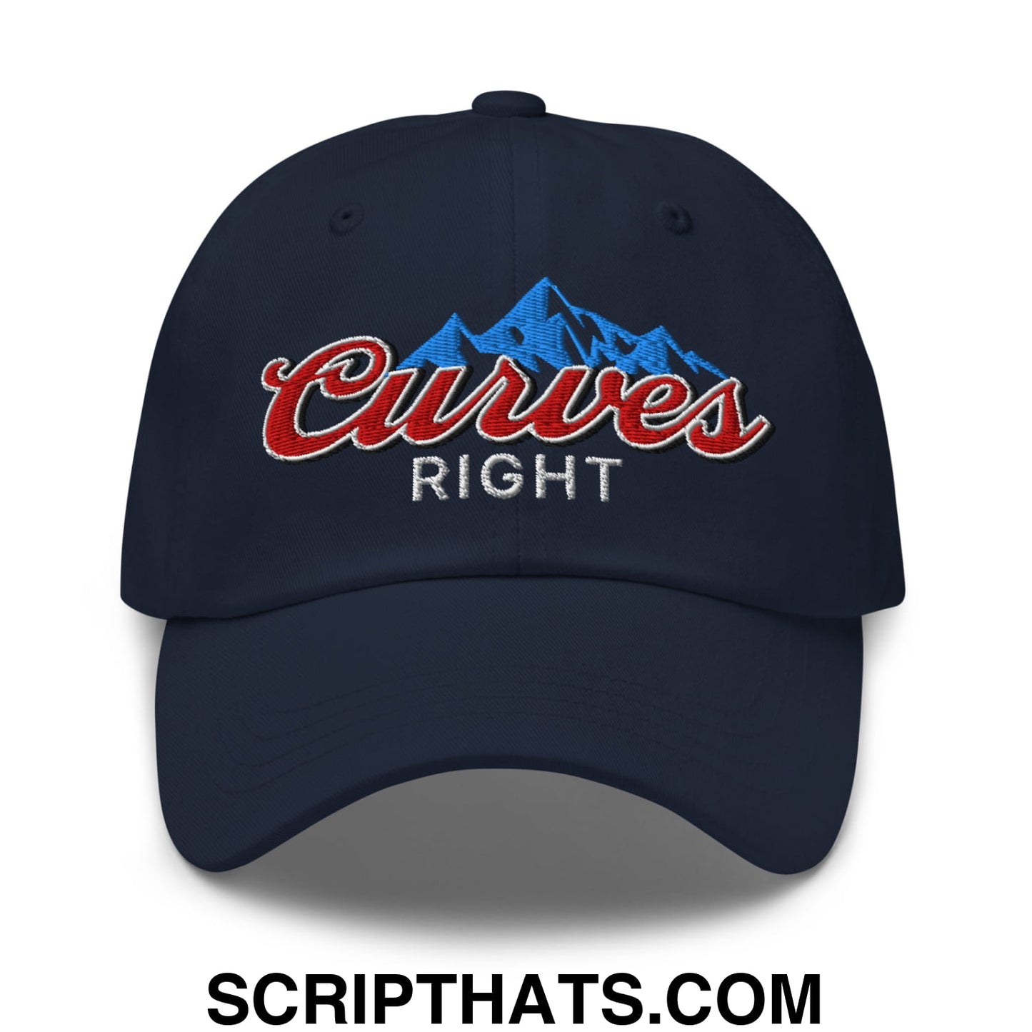 Curves Right Embroidered Unstructured Golf Dad Hat Navy