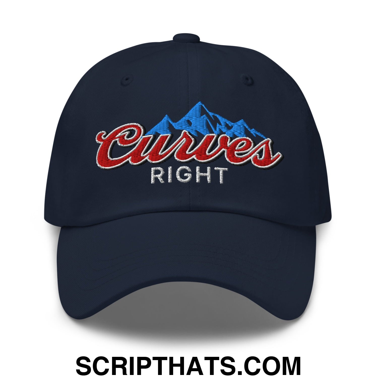 Curves Right Embroidered Unstructured Golf Dad Hat Navy