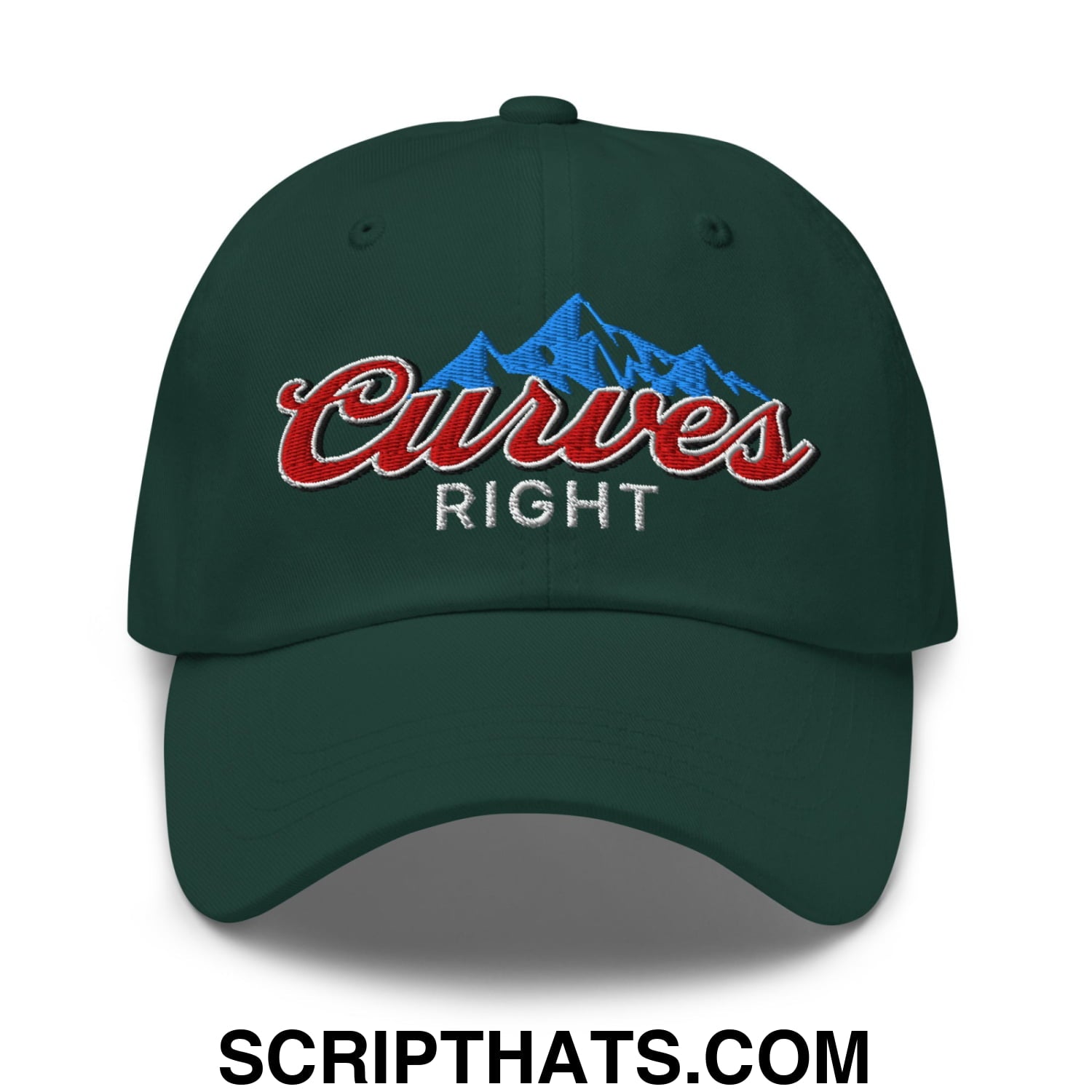 Curves Right Embroidered Unstructured Golf Dad Hat Spruce