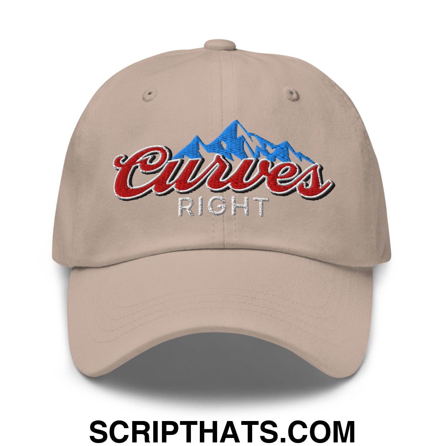Curves Right Embroidered Unstructured Golf Dad Hat Stone