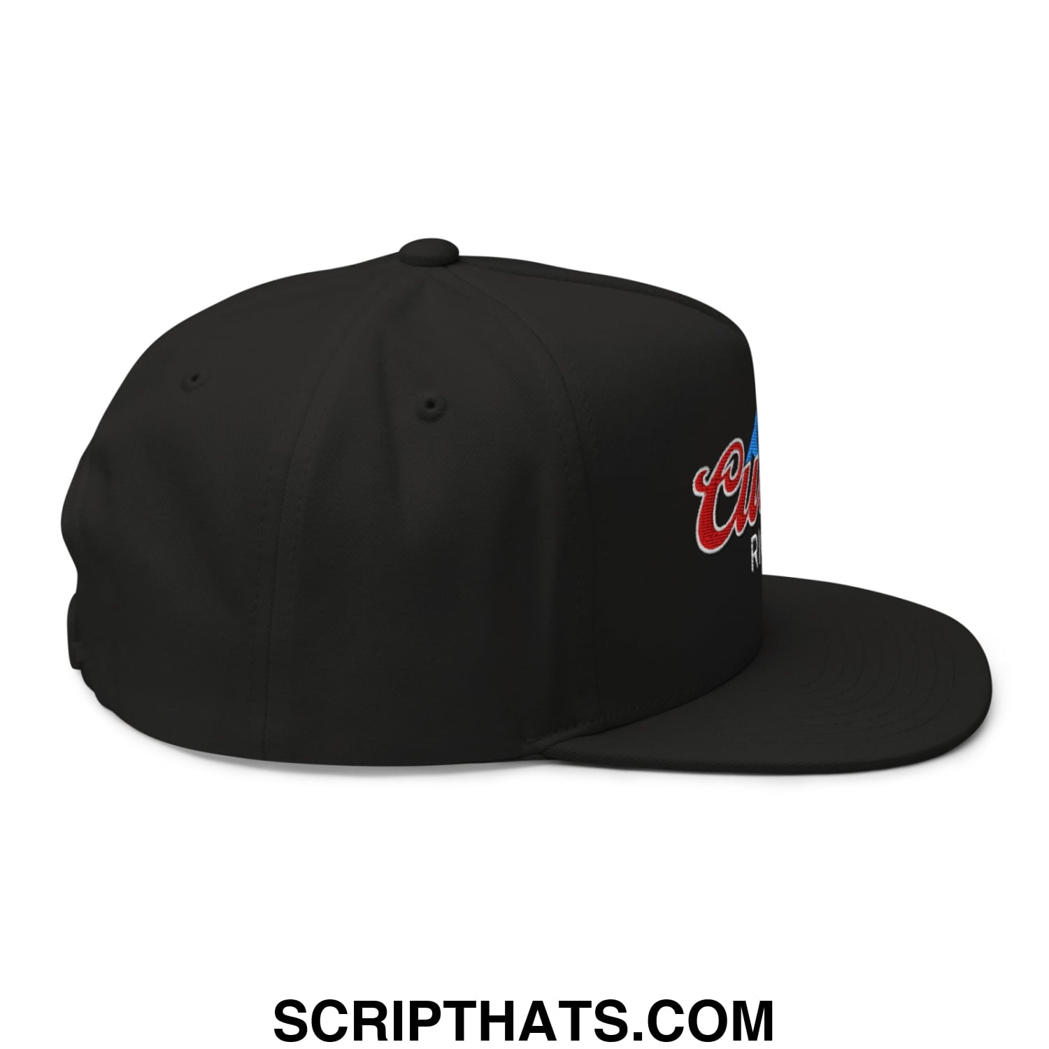 Curves Right Flat Brim Bill 5 Panel Golf Snapback Hat Black