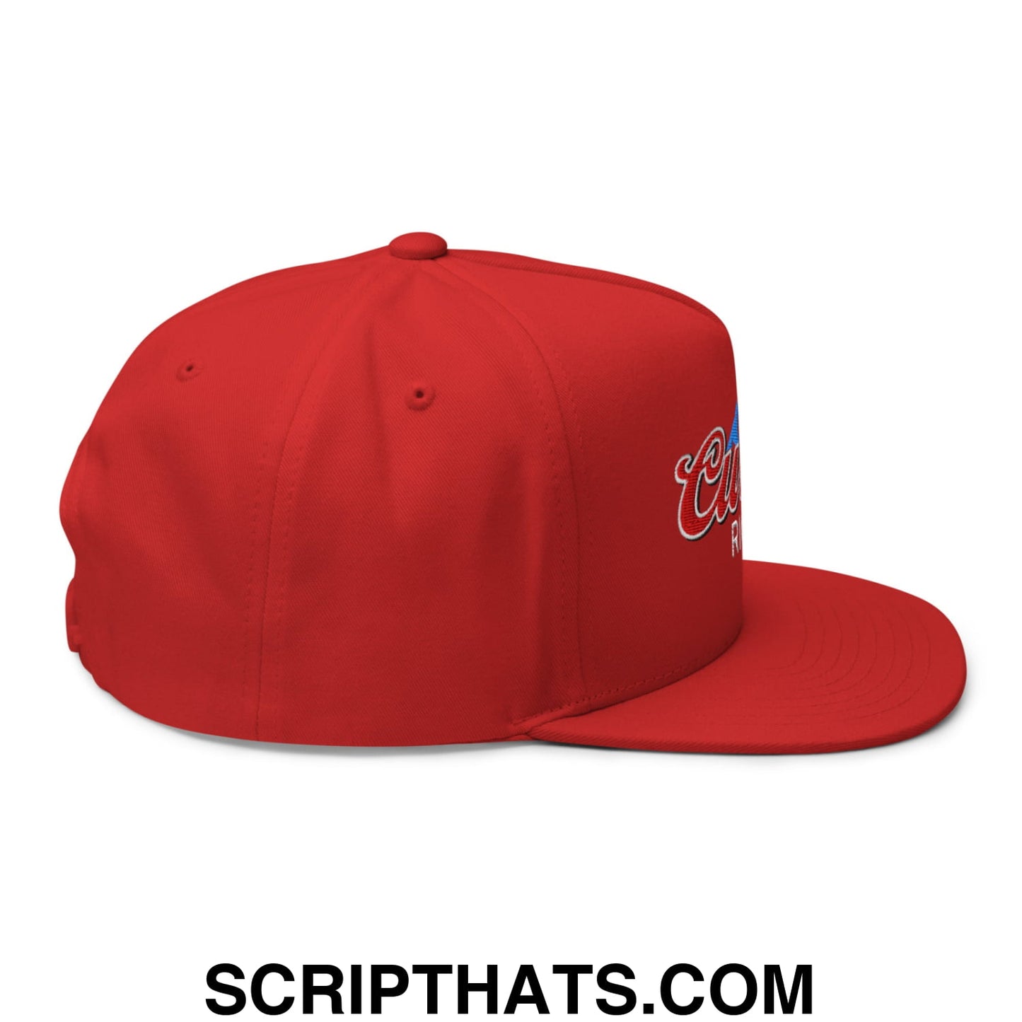 Curves Right Flat Brim Bill 5 Panel Golf Snapback Hat Red