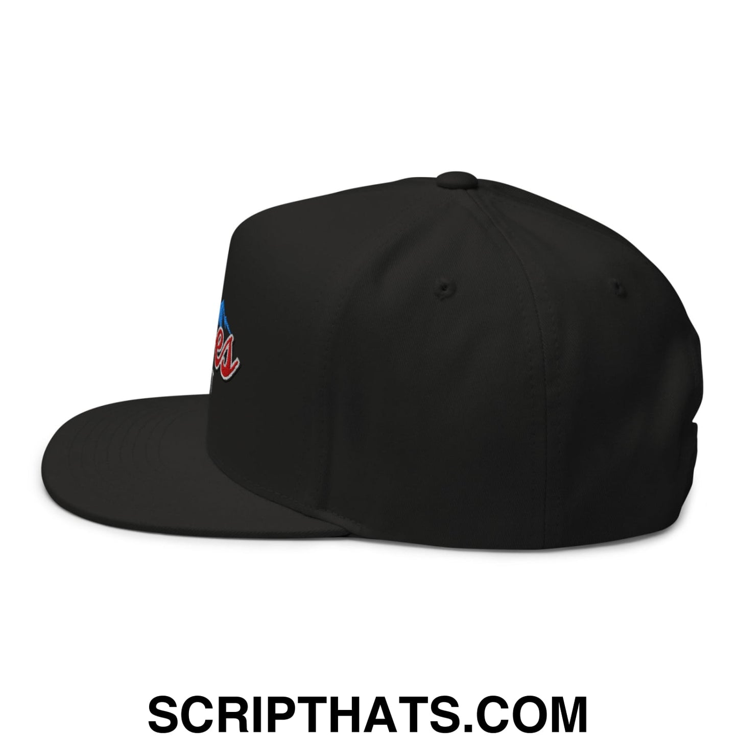 Curves Right Flat Brim Bill 5 Panel Golf Snapback Hat Black