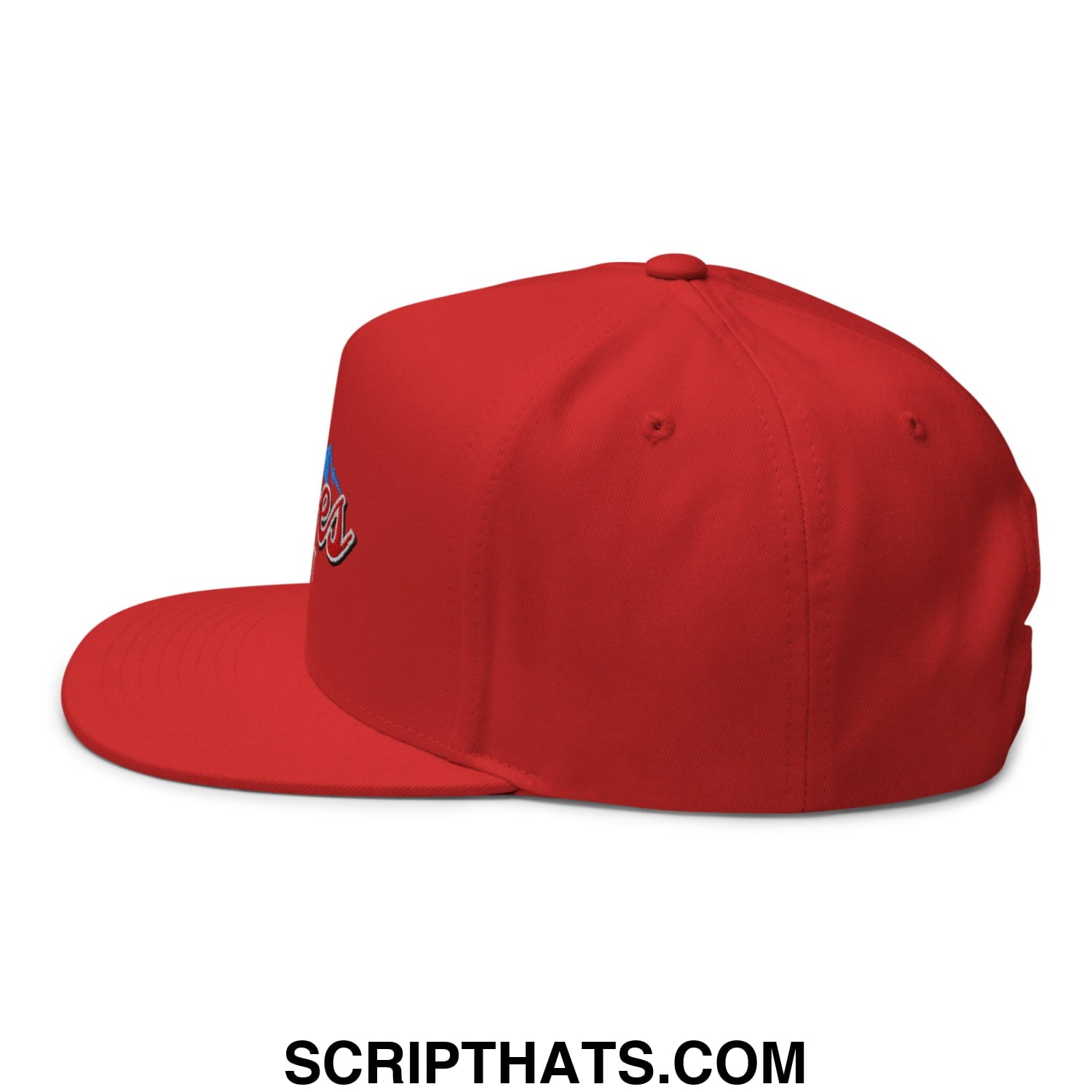 Curves Right Flat Brim Bill 5 Panel Golf Snapback Hat Red
