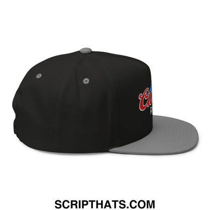 Curves Right Flat Brim Bill 5 Panel Golf Snapback Hat Black Grey