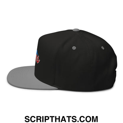 Curves Right Flat Brim Bill 5 Panel Golf Snapback Hat Black Grey