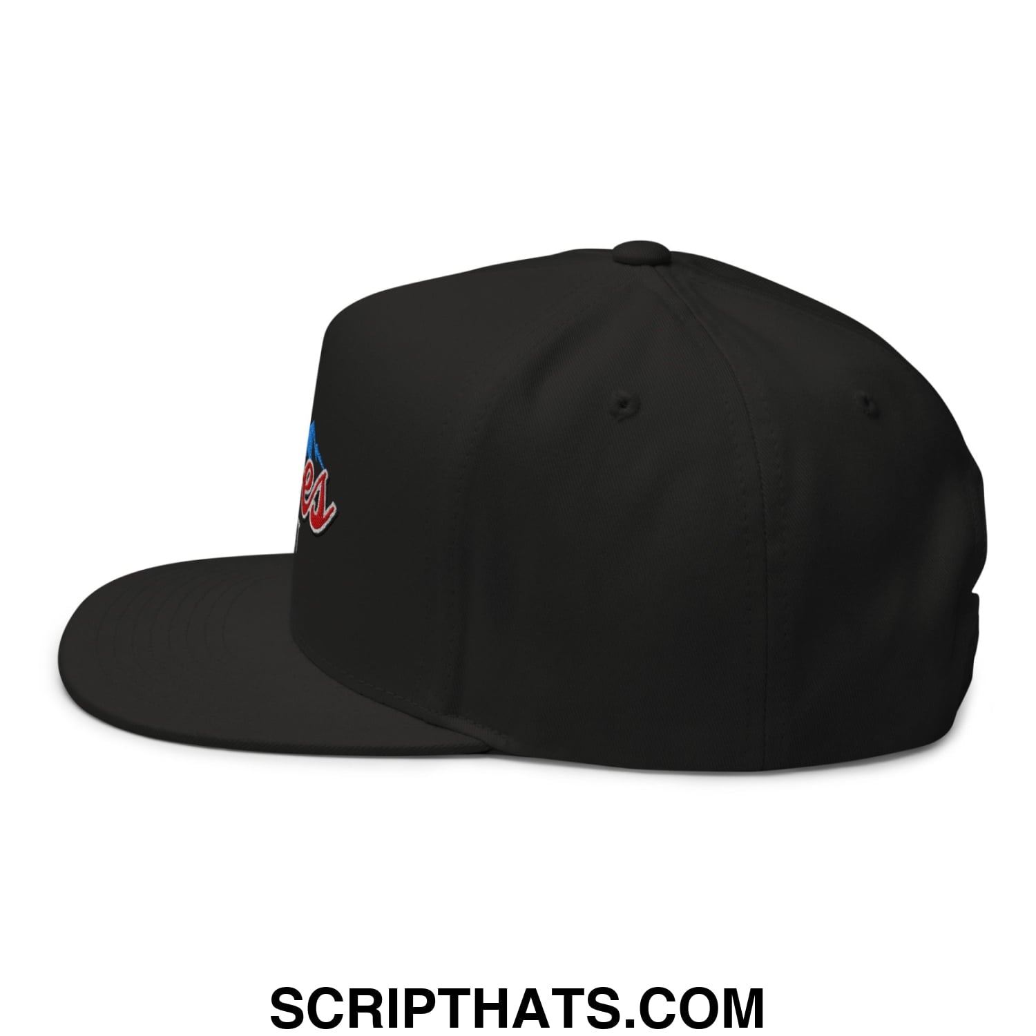 Curves Right Flat Brim Bill 5 Panel Golf Snapback Hat Black