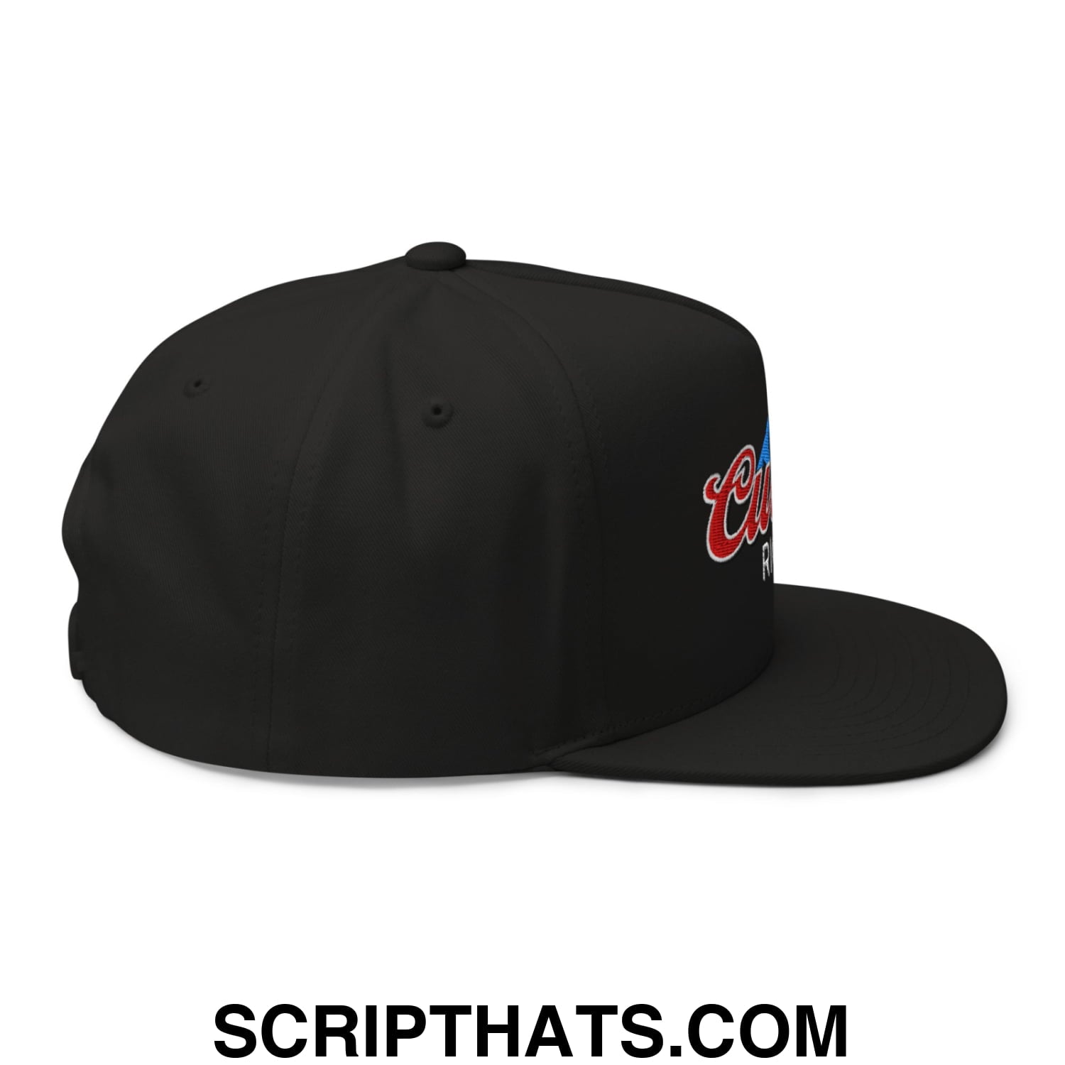 Curves Right Flat Brim Bill 5 Panel Golf Snapback Hat Black