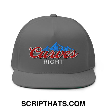Curves Right Flat Brim Bill 5 Panel Golf Snapback Hat Grey