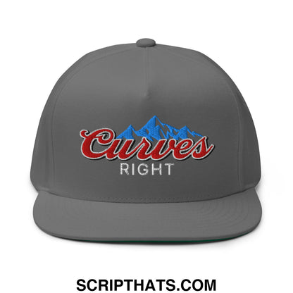 Curves Right Flat Brim Bill 5 Panel Golf Snapback Hat Grey