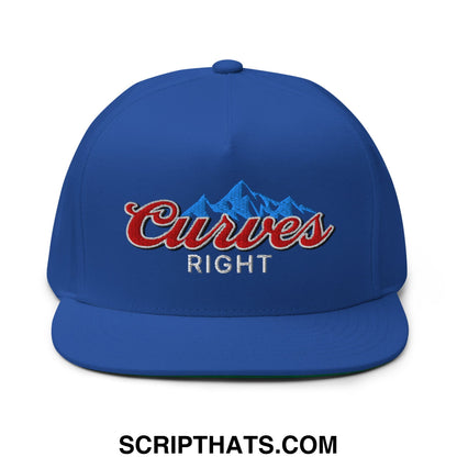 Curves Right Flat Brim Bill 5 Panel Golf Snapback Hat Royal Blue
