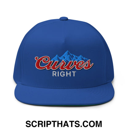 Curves Right Flat Brim Bill 5 Panel Golf Snapback Hat Royal Blue
