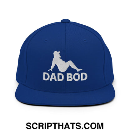 Dad Bod Mud Flap Silhouette Embroidered Flat Bill Brim Snapback Hat Royal Blue
