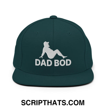 Dad Bod Mud Flap Silhouette Embroidered Flat Bill Brim Snapback Hat Spruce