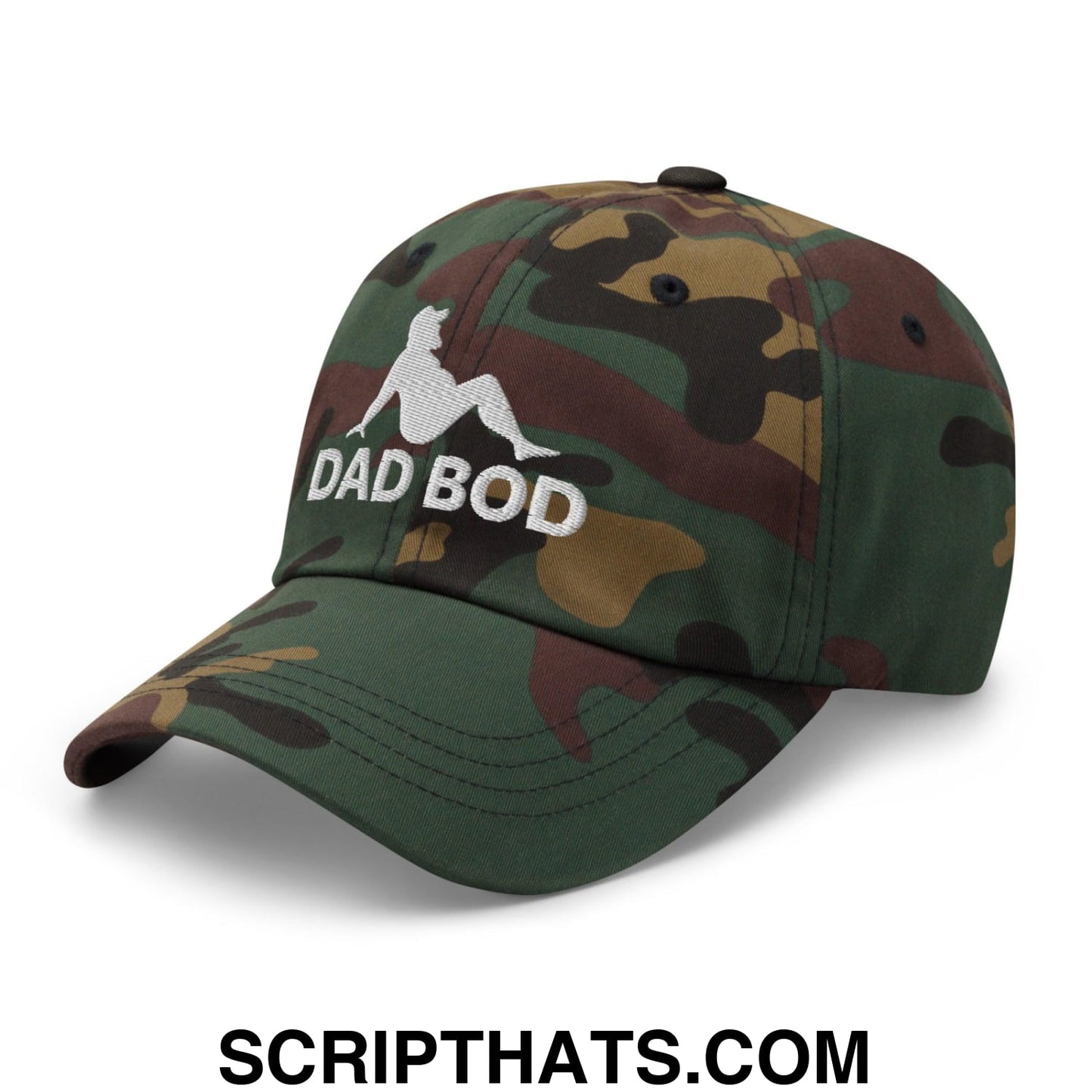 Dad Bod Mud Flap Silhouette Embroidered Dad Hat Green Camo
