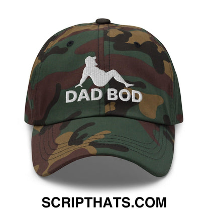 Dad Bod Mud Flap Silhouette Embroidered Dad Hat Green Camo