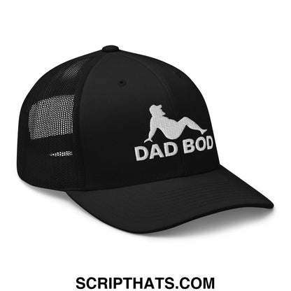 Dad Bod Mud Flap Silhouette Embroidered Mesh Trucker Hat Black