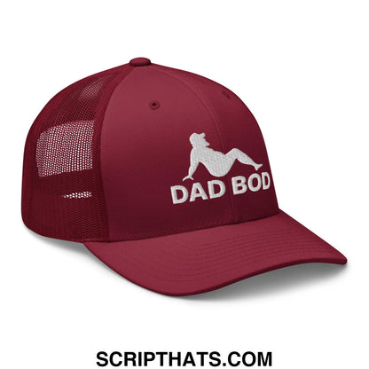 Dad Bod Mud Flap Silhouette Embroidered Mesh Trucker Hat Cranberry
