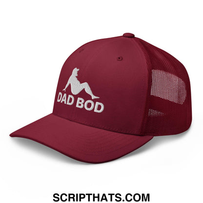 Dad Bod Mud Flap Silhouette Embroidered Mesh Trucker Hat Cranberry