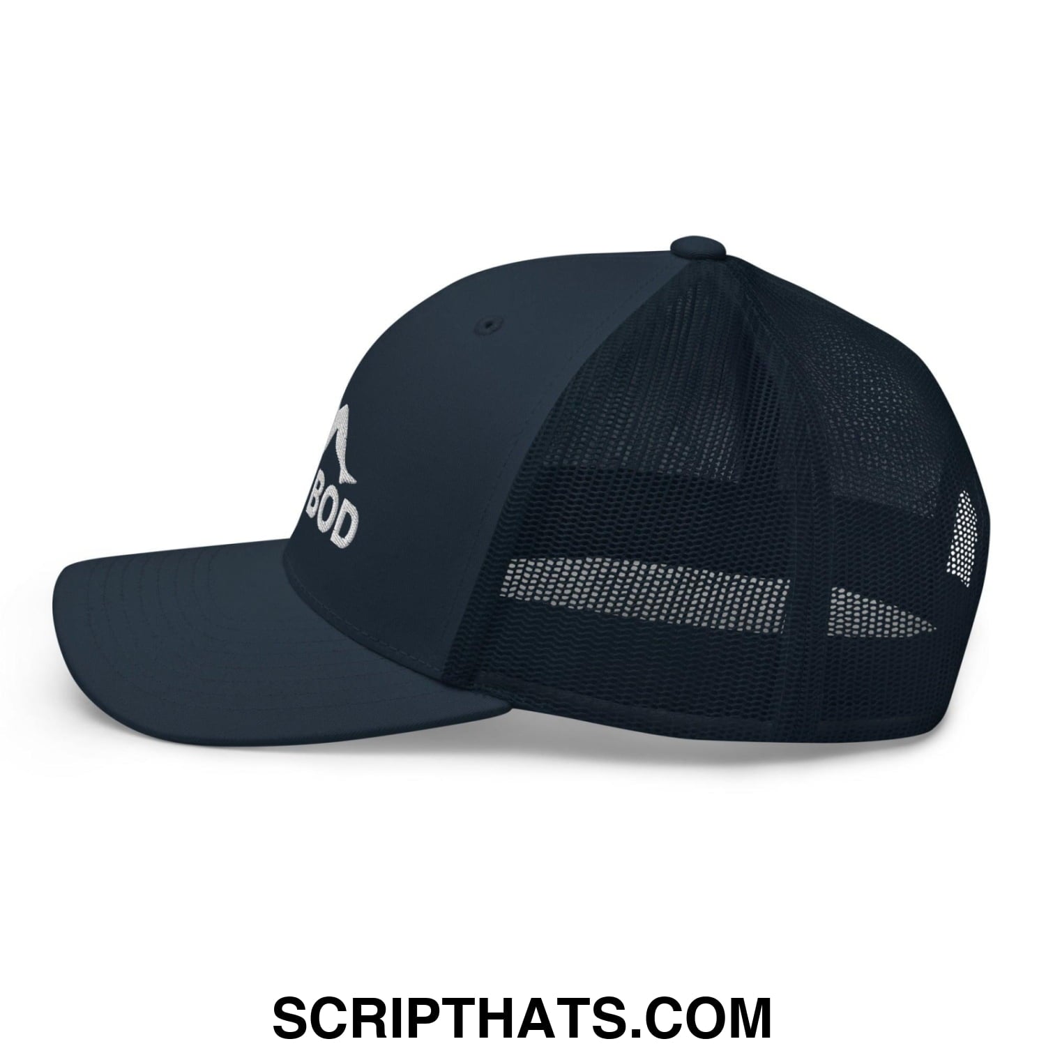Dad Bod Mud Flap Silhouette Embroidered Mesh Trucker Hat Navy