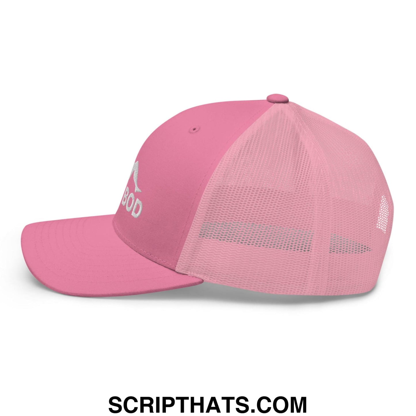Dad Bod Mud Flap Silhouette Embroidered Mesh Trucker Hat Pink