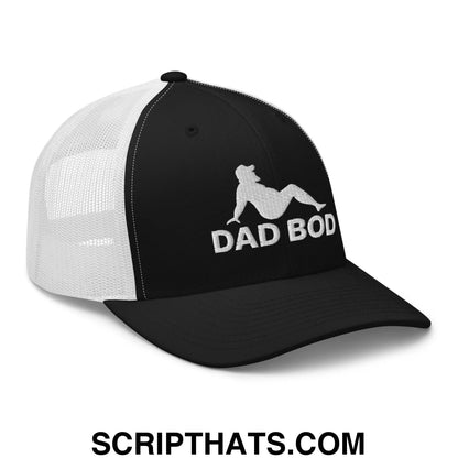 Dad Bod Mud Flap Silhouette Embroidered Mesh Trucker Hat Black White