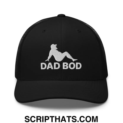 Dad Bod Mud Flap Silhouette Embroidered Mesh Trucker Hat Black