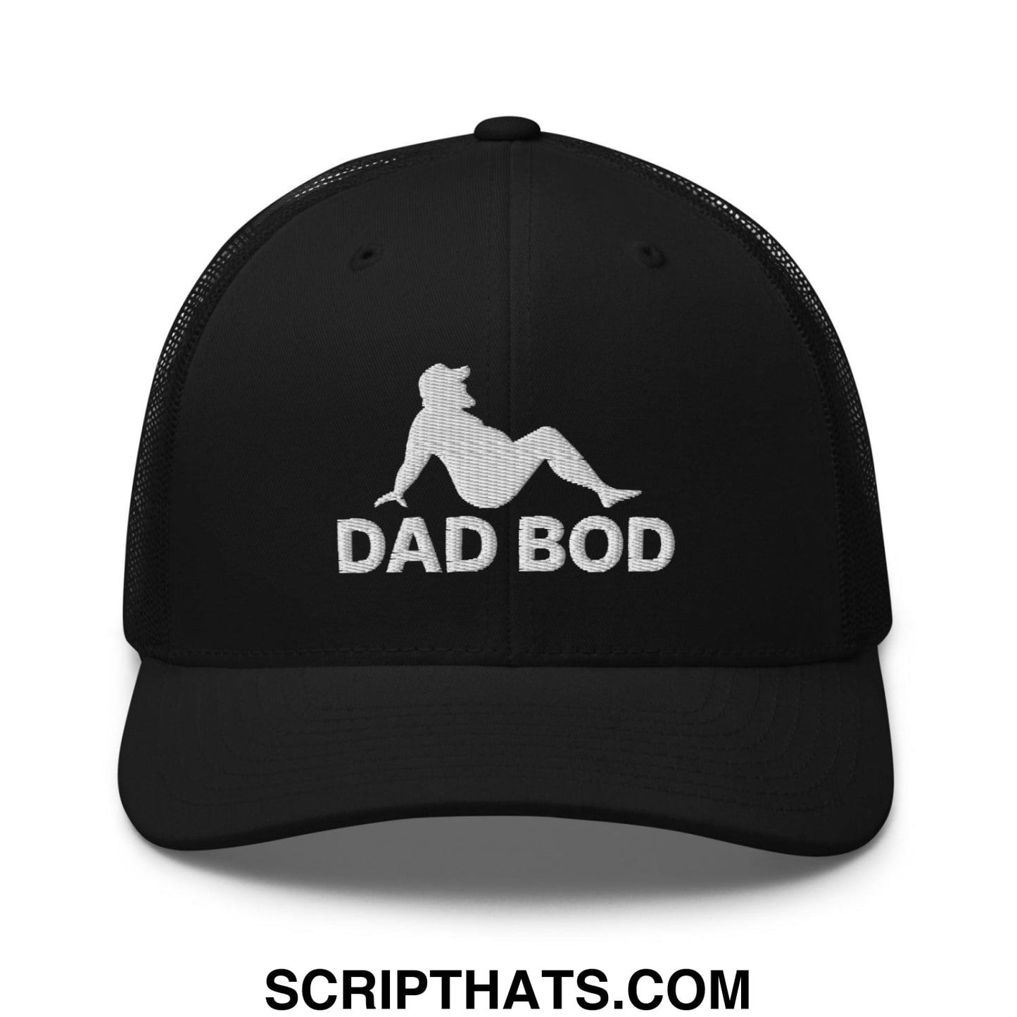 Dad Bod Mud Flap Silhouette Embroidered Mesh Trucker Hat Black