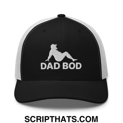 Dad Bod Mud Flap Silhouette Embroidered Mesh Trucker Hat Black White